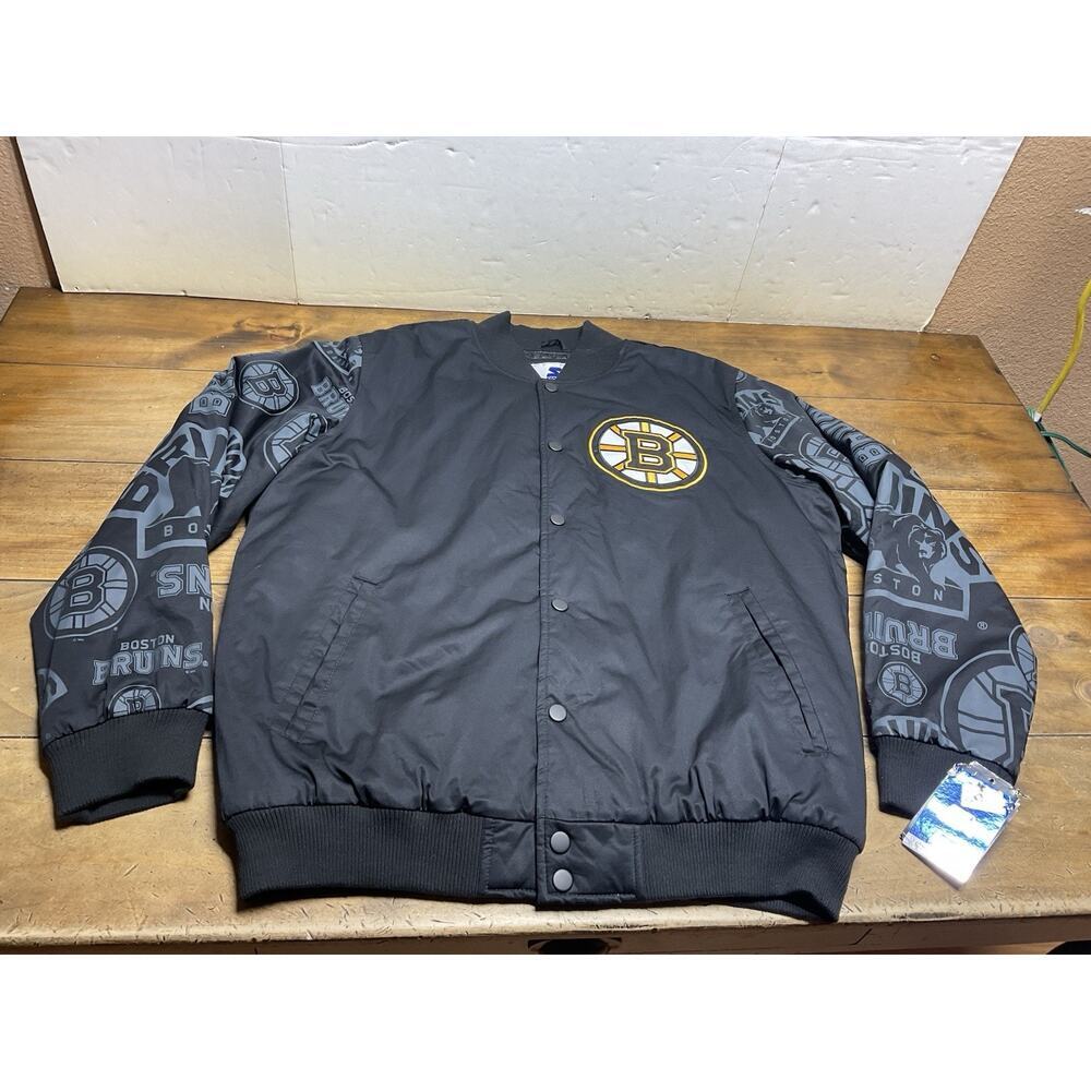 Starter NHL Boston Bruins Quilted Black Bombers Jacket Size XL NWT